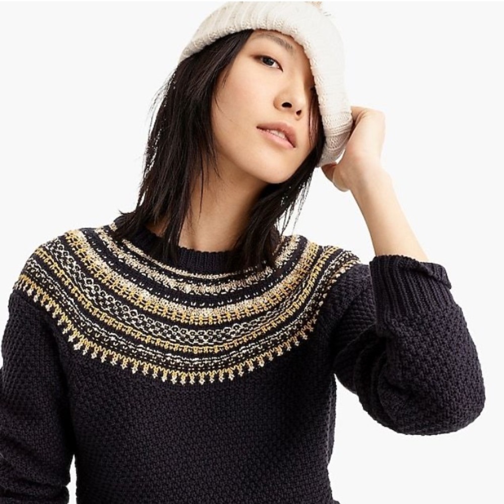 J. Crew X The Reeds Long Sleeve Cotton Blend Fair Isle Sweater Size Smalll - Picture 2 of 14